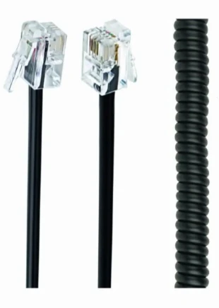 GEMBIRD TC4P4CS-2M Gembird Telefonski kabl spiralni za slusalicu, RJ10 (4P4C), 2m, black