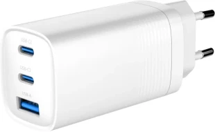 GEMBIRD TA-UC-PDQC65-01-W Gembird 3-port 65W GaN USB PowerDelivery fast charger, white