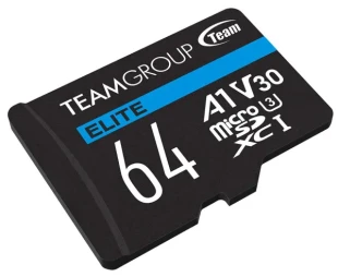 TEAM GROUP TeamGroup MICRO SDXC 64GB ELITE, UHS-I U3 V30 A1, 100/50MB/s +SD Adapter TEAUSDX64GIV30A103