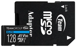 TEAM GROUP TeamGroup MICRO SDXC 128GB ELITE, UHS-I U3 V30 A1, 100/50MB/s +SD Adapter TEAUSDX128GIV30A103