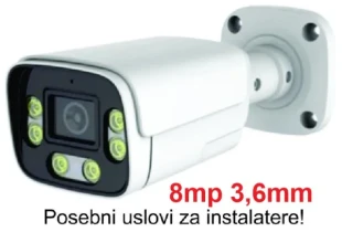 GEMBIRD CAM-IP8MP-HAQ60D GMB kamera 8mp P6SLite 3.6mm-F1.4 Starlight POE IP66 Dual LED 6xIR+6xFull Color MIC
