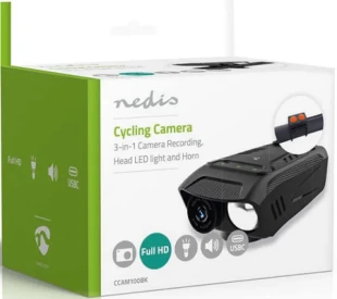 NEDIS CCAM100BK 3-in-1 Full HD kamera za biciklu, LED osvetljenje i sirena