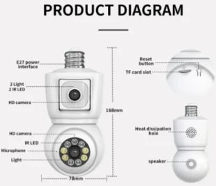 GEMBIRD CAM-IP6MP-Q3 GMB PTZ kamera 6mpix microSD iCSee xmeye Two-way voice 2x3,6mm SIJALICNO GRLO E27
