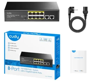 Cudy FS1010PG 8-Port 10/100M PoE+ Switch, 2Uplink 10/100/1000M, 120W, 250m, steel (Alt.PFS3010-8ET)