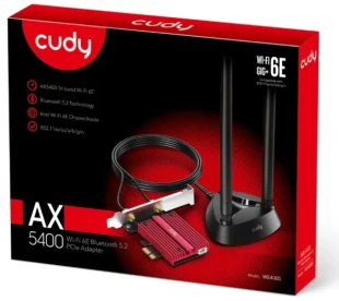 CUDY Cudy WE4000 AX5400 Wi-Fi 6/6E Bluetooth 5.2 PCIe Adapter, Tri-Band 2,4G/5G/6G, 2x5dBi Antenna