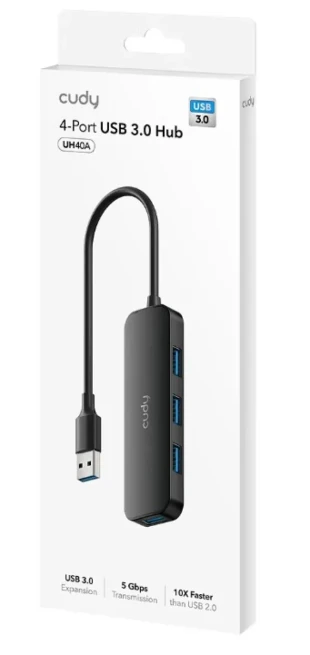 CUDY Cudy UH40A HUB 4 USB3.0 4-port, storage speed 5Gbps, black (alt. UHB-U3P4-03)