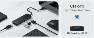 CUDY Cudy UH40A HUB 4 USB3.0 4-port, storage speed 5Gbps, black (alt. UHB-U3P4-03)