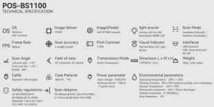 POS-BS1100 GMB 2d CMOS barcode scanner, bakod skener Kabl USB 1.8m