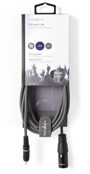 NEDIS COTH15205GY30 Unbalanced Audio Cable XLR 3-Pin muski na RCA muski, 3m, PVC, Dark Grey