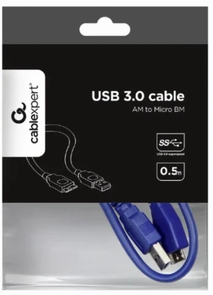 GEMBIRD CCP-mUSB3-AMBM-0.5M Gembird  USB3.0 AM to Micro BM cable, 0.5m