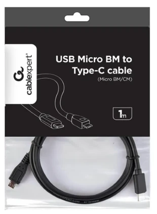 GEMBIRD CCP-USB2-mBMCM-1M Gembird USB 2.0 Micro BM to Type-C cable (Micro BM/CM), 1 m