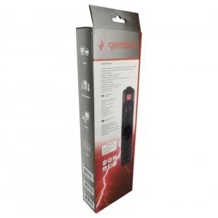 GEMBIRD SPG5-C-6 (3G1.5) Gembird produzni kabl sa zastitom 5 uticnica 1.8m black