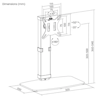MS-D1ST-02 Gembird Postolje za sto za monitor sa podesivom visinom i potpunim pokretom,max.32inc 8KG
