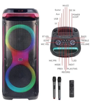 Microlab PT1200W karaoke zvucnik 400W, Bluetooth, LED, 11,1V/7200mAh, TWS, Aux, USB, microSD, + Mic*