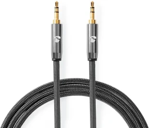 NEDIS CATB22000GY20, Stereo audio kabl, 3,5 mm muški, 3,5 mm muški, Pozlaceni, 2,00 m, Okrugli, Sivi