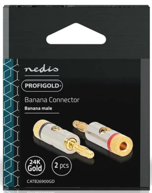 NEDIS CATB26900GD, Banana konektor, Ravni, Muški, Pozlaceni, Preènik kablovskog ulaza: 3,0 mm, 2kom
