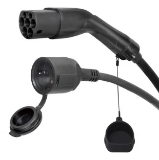 EV-T2MACF-3.7KW-0.5M Gembird Adapter kabl Tip 2 (muški) na Šuko (ženski), 3,7 kW, 0,5 m