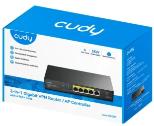 Cudy C200P, 2-in-1 Gigabit VPN Router/ AP Controller with 4 PoE+ Ports, 55W