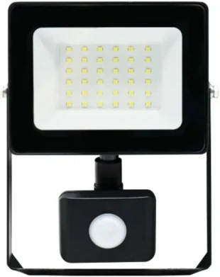 PROSTO LED reflektor sa PIR senzorom 30W 6500K,2500lm,metal,crna