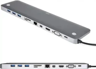 Adapter Tip C 11/1 4K HDMI/VGA/USBx3/AUX/SD/TF/USB-C/PD/Lan KT-1101G Kettz