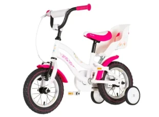 Dečlija bicikla Visitor Dog 12/V-brake kontra/pomoćni točkići/belo-roza