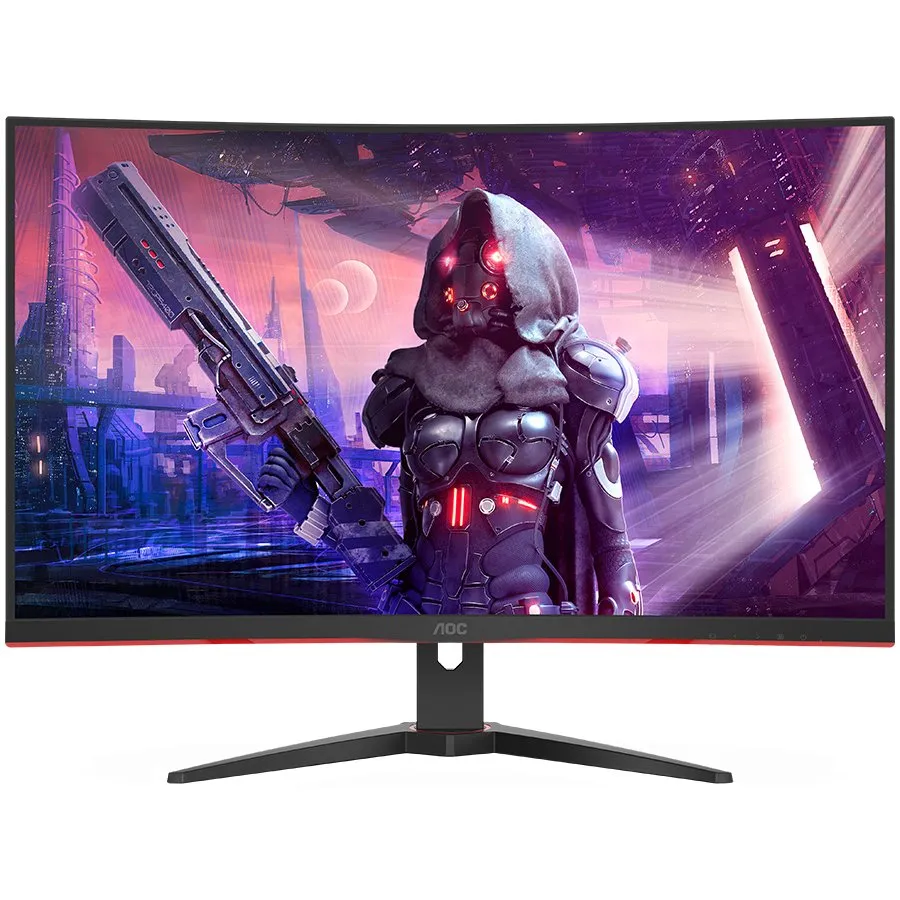 AOC Monitor LED CQ32G2SE 32” Gaming Curved 165Hz QHD (31.5“, 16:9, 2560x1440, VA, 165Hz, 250 cd/m², 3000:1, 1 ms, 2xHDMI, DP, Speakers, Tilt, Frameless) Black-Red, 3y Slika 1