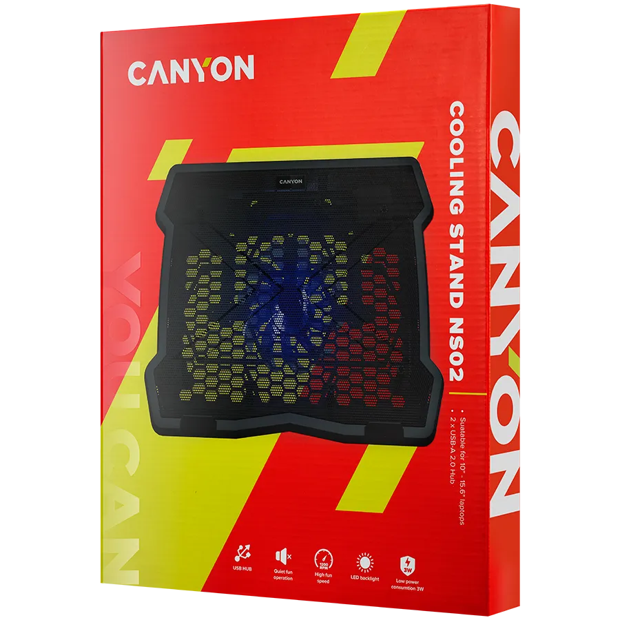 CANYON cooler NS02 1Fan 2USB LED Black Slika 4