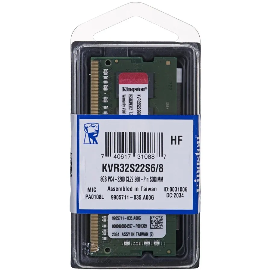 Kingston DRAM 8GB 3200MT/s DDR4 Non-ECC CL22 SODIMM 1Rx16 Slika 1