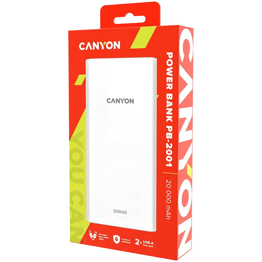 CANYON power bank PB-2001 20000 mAh White Slika 3