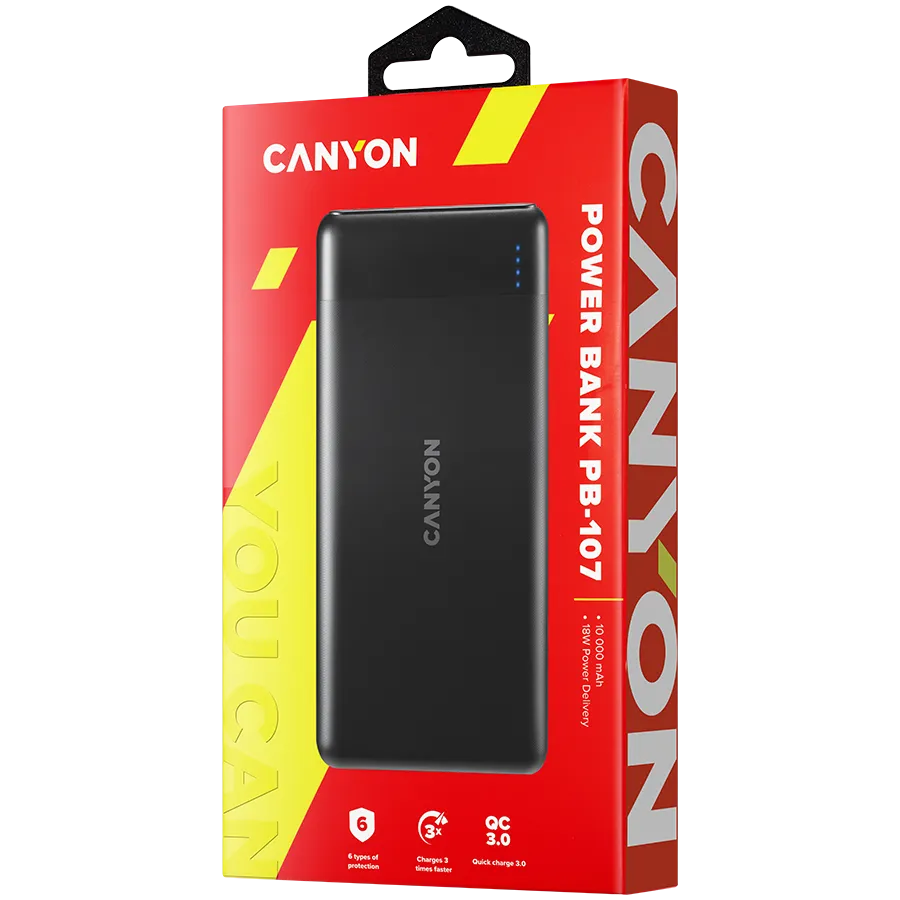 CANYON power bank PB-107 10000 mAh PD QC 3.0 18W Black Slika 3