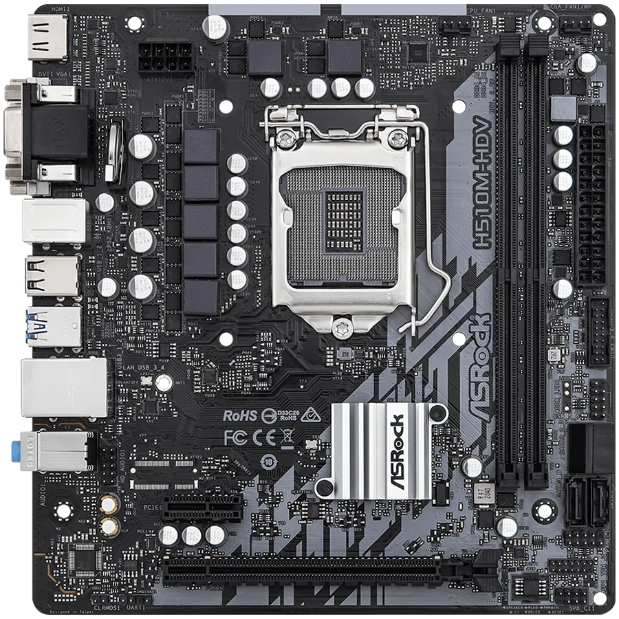 ASROCK Main Board Desktop H510M-HDV (H510, S1200, 2xDDR4, 1xPCIe 4.0x16, 1xPCIe 3.0x1, 4xSATA3, 4xUSB3.2 Gen1, VGA, DVI-D, HDMI, GLAN, mATX) Retail Slika 2