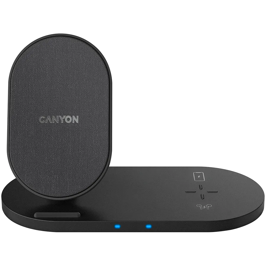 CANYON wireless charger WS-202 10W 2in1 Black Slika 1