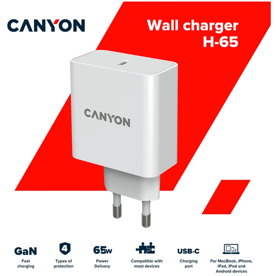 CANYON charger H-65 GaN PD 65W White Slika 5