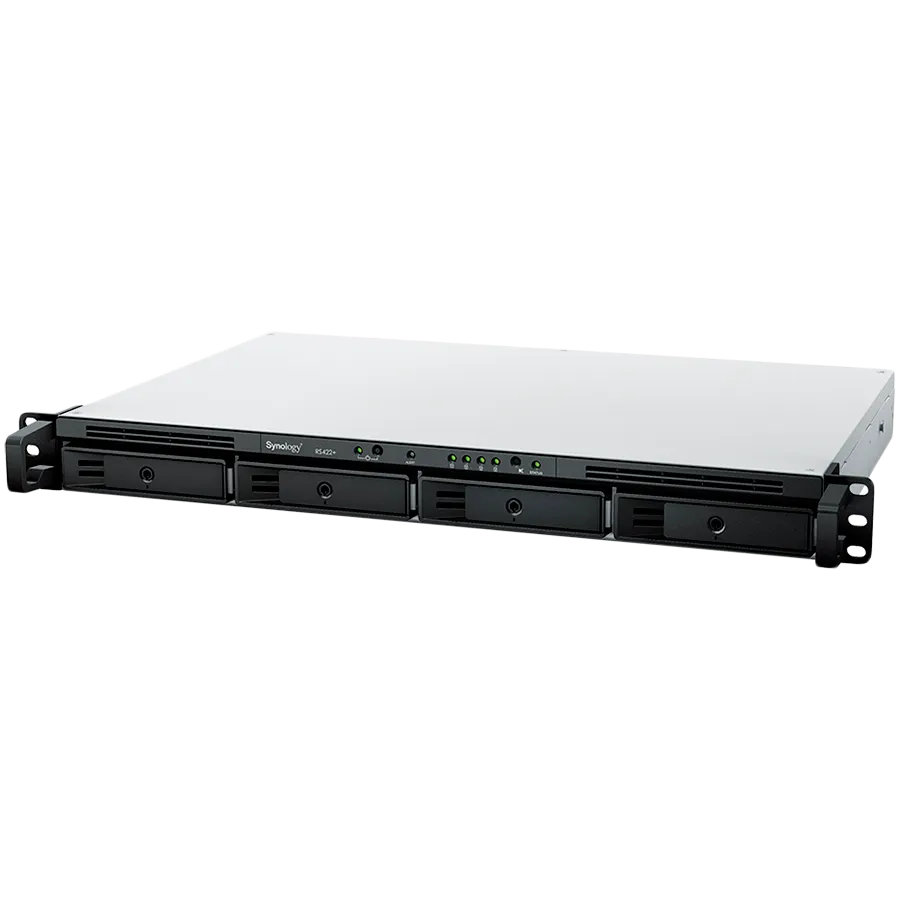 Synology NAS RS422+, rack, AMD Ryzen R1600, 2GB DDR4, 4-bay, USB, LAN 2x1GbE, 1U, 1 x Gen3 x2 network upgrade slot, 3-year hardware warranty. Slika 1