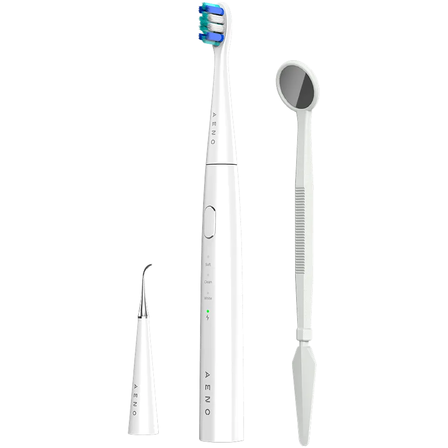 AENO Sonic Electric toothbrush, DB8: White, 3modes, 3 brush heads + 1 cleaning tool, 1 mirror,  30000rpm, 100 days without charging, IPX7- Slika 2