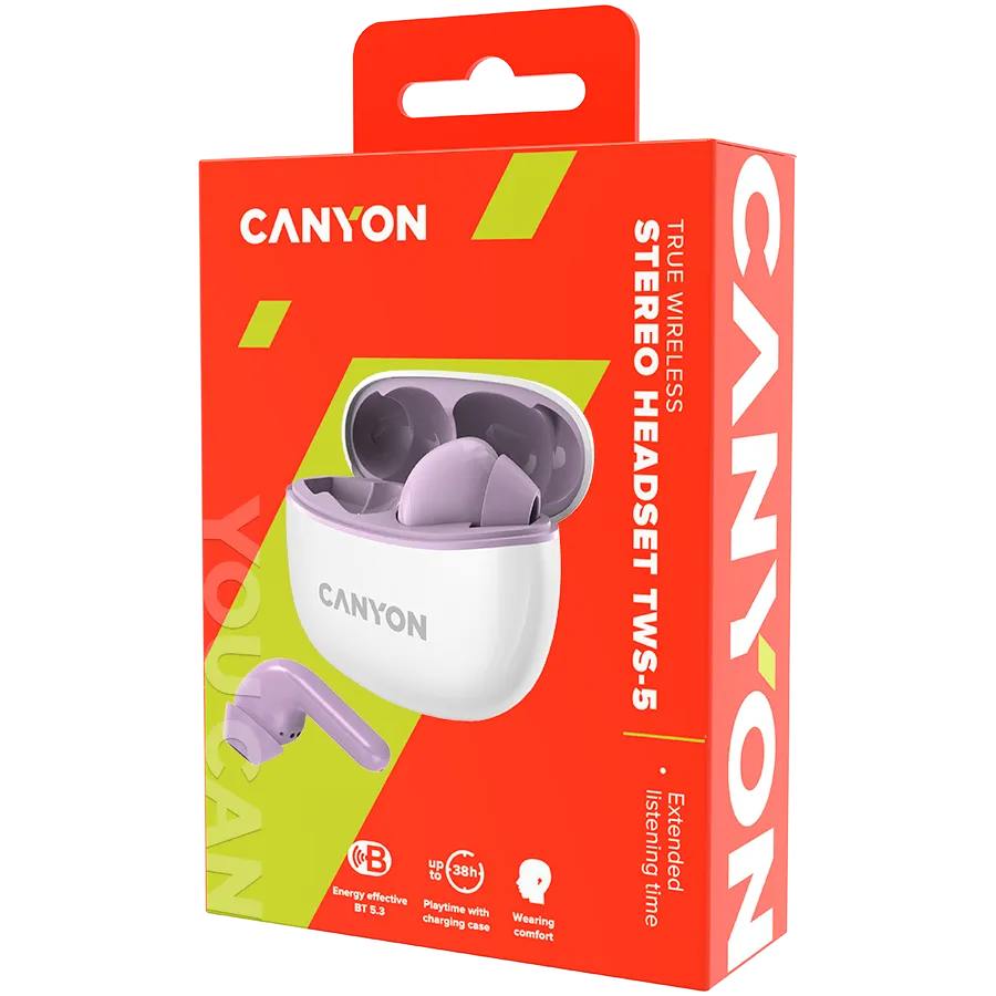 CANYON headset TWS-5 Purple Slika 5
