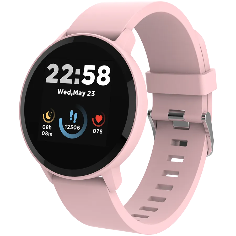CANYON Lollypop SW-63, Smart watch, 1.3inches IPS full touch screen, Round watch, IP68 waterproof, multi-sport mode, BT5.0, compatibility with iOS and android, Pink, Host: 25.2*42.5*10.7mm, Strap: 20*250mm, 45g Slika 1
