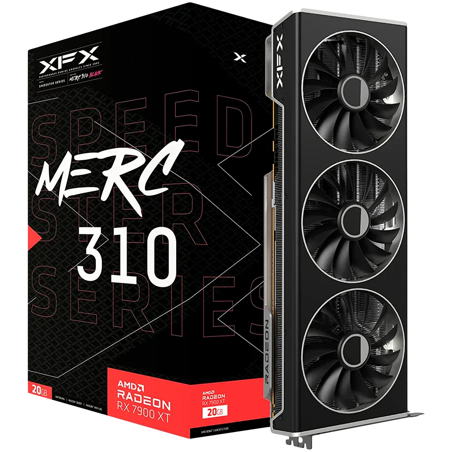 XFX AMD Video Card RX-7900XT Speedster MERC310 20GB GDDR6 320bit, 2535 MHz / 20Gbps, 3x DP, 1x HDMI, 3 fan, 2 slot Slika 1