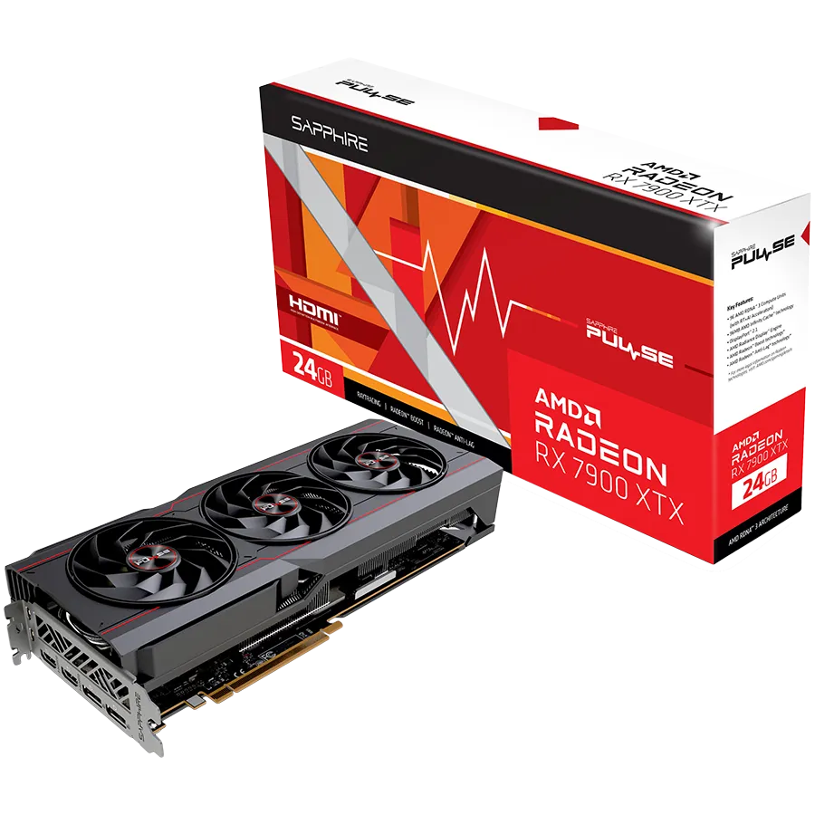 SAPPHIRE AMD RADEON RX 7900XTX GAMING OC Pulse 24GB GDDR6 384bit, 2525MHz / 20Gbps, 2x DP, 2x HDMI, 3 fan, 2.7 slots Slika 6