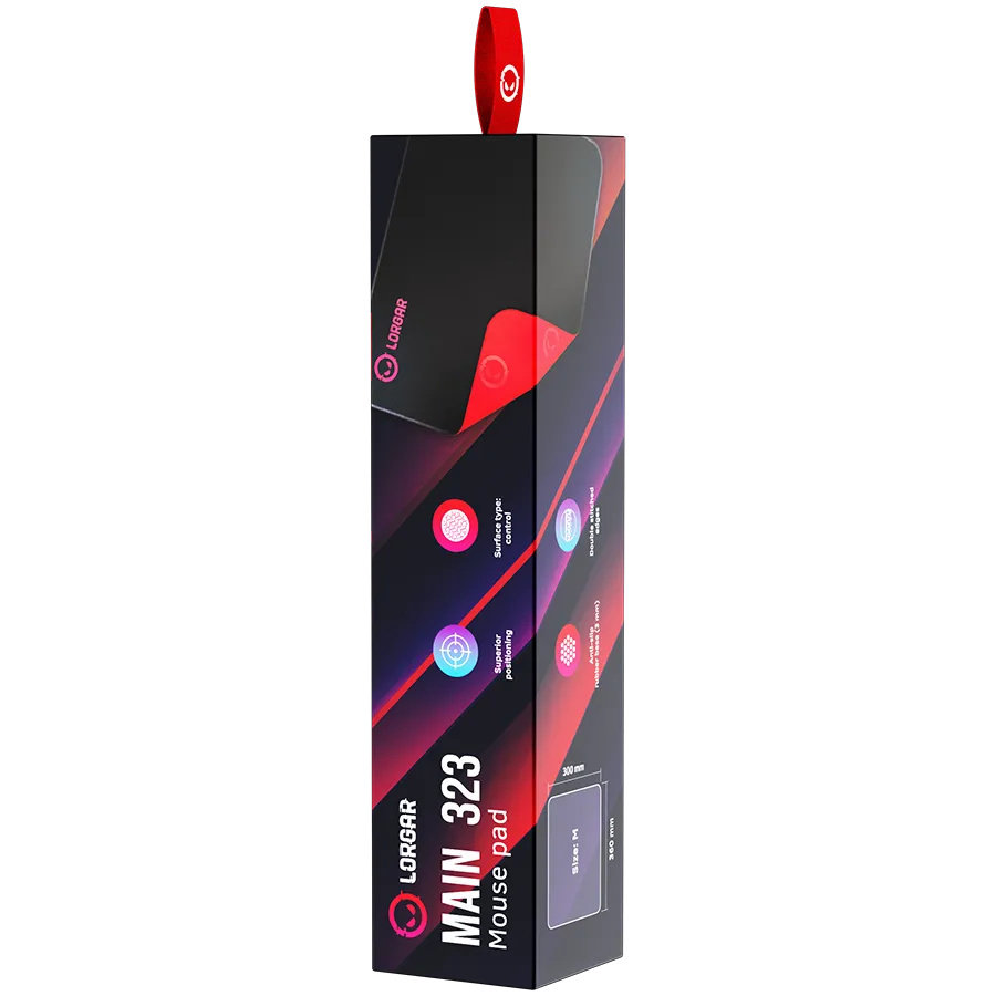 Lorgar Main 323, Gaming mouse pad, Precise control surface, Red anti-slip rubber base, size: 360mm x 300mm x 3mm, weight 0.21kg Slika 8