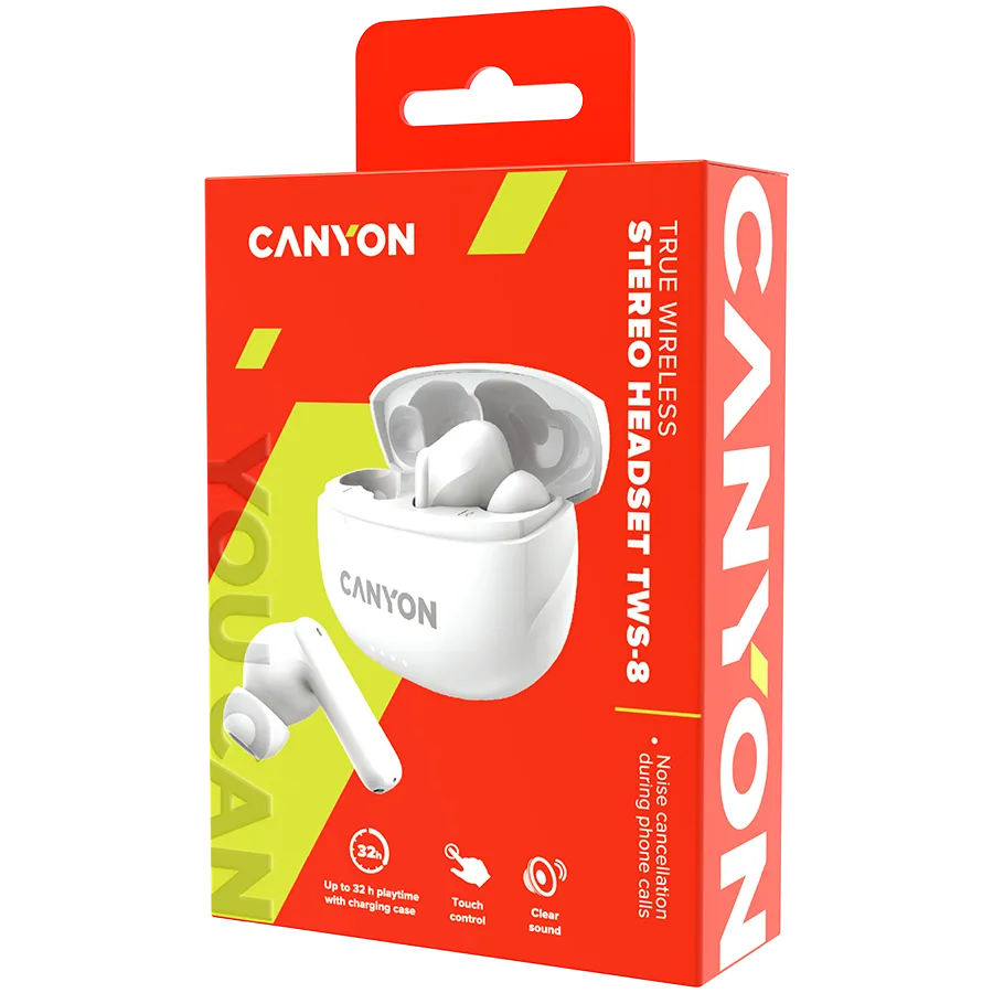 CANYON headset TWS-8  ENC White Slika 5