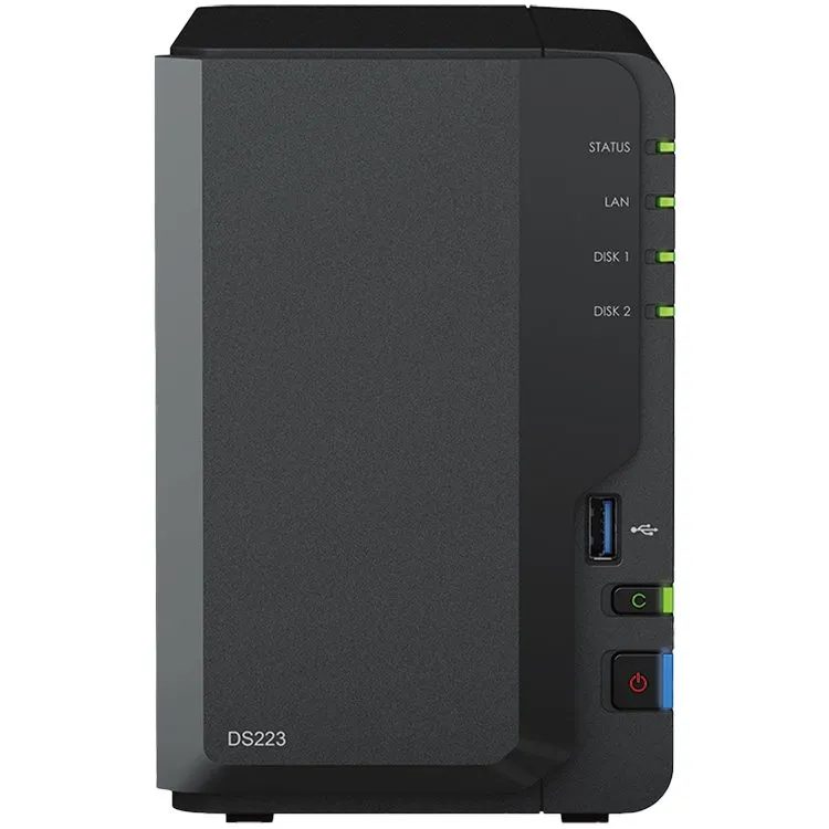 Synology DiskStation DS223, Tower, 2-bays 3.5'' SATA HDD/SSD, CPU 4-core 1.7 GHz, 2 GB DDR4 non-ECC, RJ-45 1GbE LAN Port, 3 x USB 3.2 Gen 1 Port, 1.28 kg, 2y Slika 1