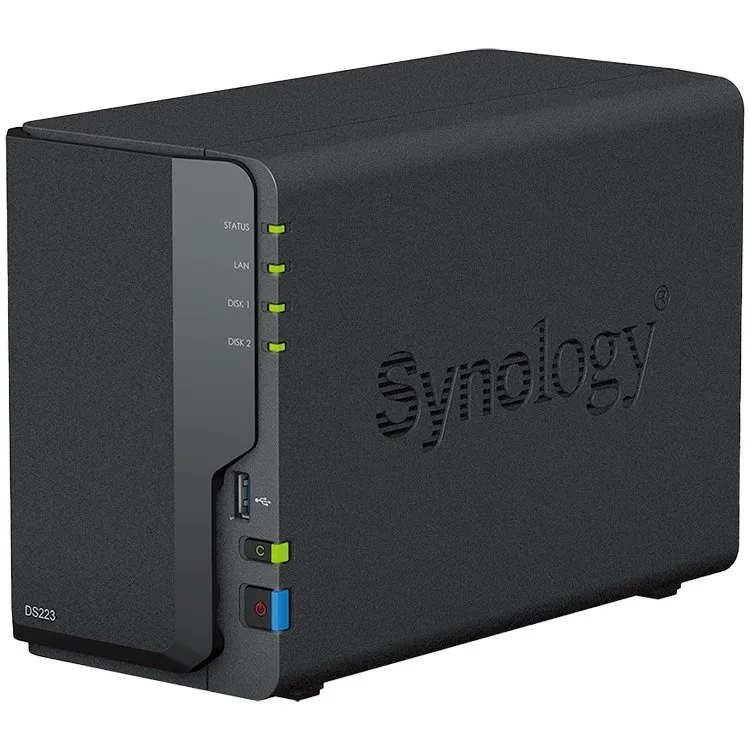 Synology DiskStation DS223, Tower, 2-bays 3.5'' SATA HDD/SSD, CPU 4-core 1.7 GHz, 2 GB DDR4 non-ECC, RJ-45 1GbE LAN Port, 3 x USB 3.2 Gen 1 Port, 1.28 kg, 2y Slika 2