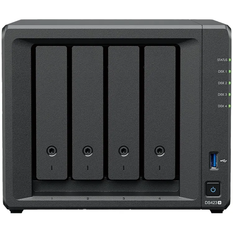 Synology DS423+, Tower, 4-Bays 3.5'' SATA HDD/SSD, 2 x M.2 2280 NVMe SSD, CPU Intel Celeron J4125 4-core (4-thread) 2.0 GHz, max. boost up to 2.7 GHz, 2 GB DDR4 ECC SODIMM, 2 x 1GbE RJ-45, 2 X USB 3.2, 1.51 kg, 3y Slika 1