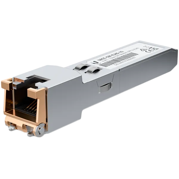 Ubiquiti UACC-CM-RJ45-1G SFP to RJ45 transceiver module that delivers 1 Gbps speed via a converted Ethernet connection. Slika 1