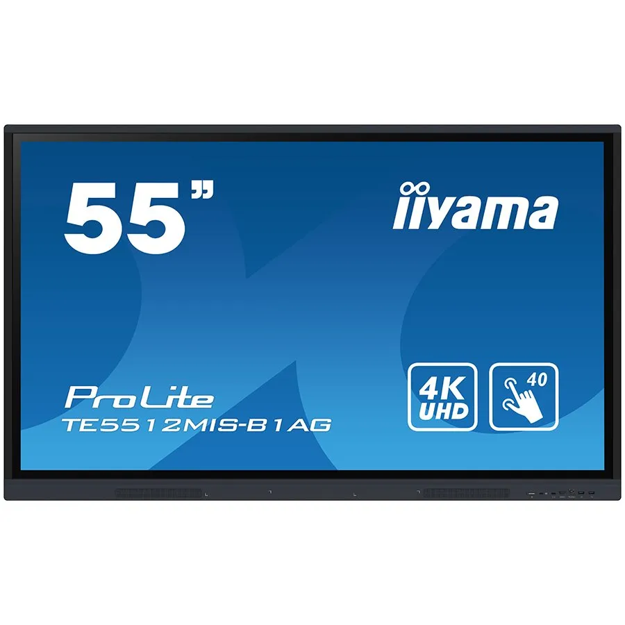 55" iiWare10 , Android 11, 40-Points PureTouch IR with zero bonding, 3840x2160, UHD IPS panel, Metal Housing, Fan-less, Speakers 2x 16W front, VGA, HDMI 3x HDMI-out, USB-C with 65W PD (front), Audio mini-jack and Optical Out (S/PDIF), USB Touch Inter - Image 1