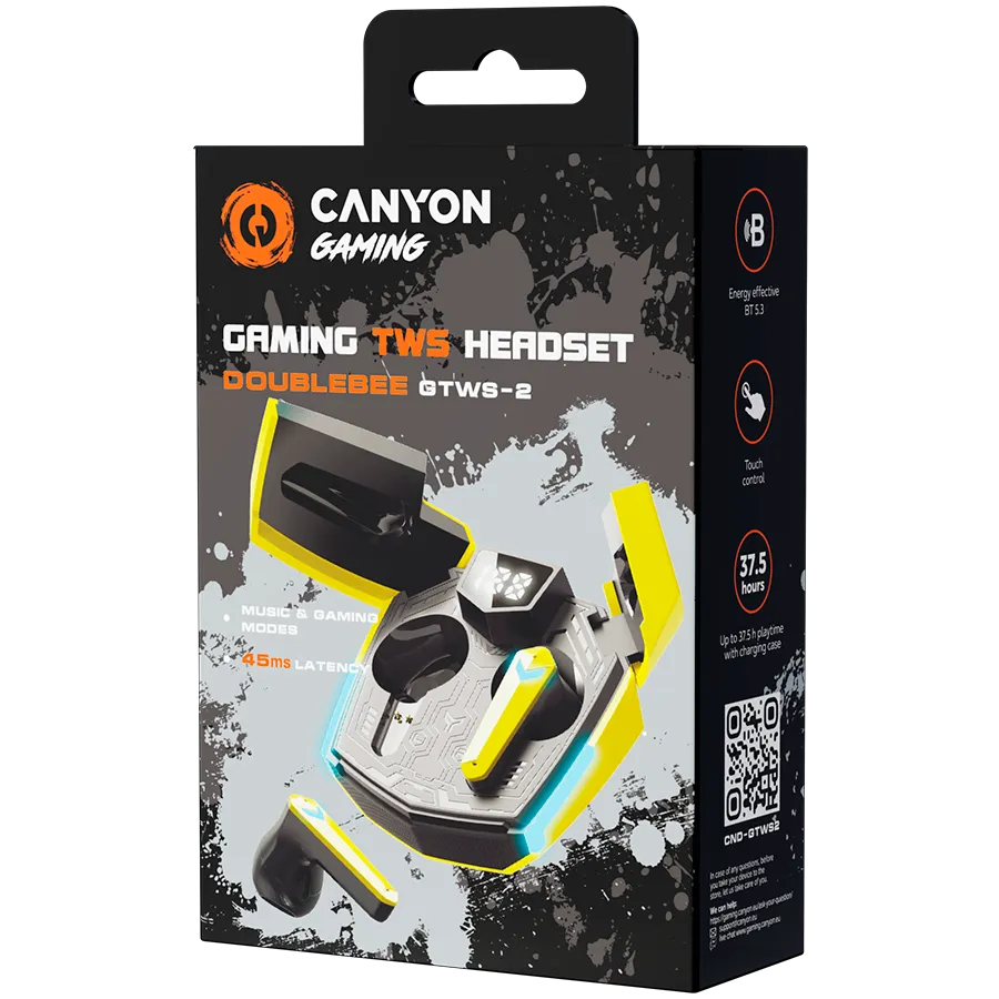 CANYON headset Doublebee GTWS-2 Gaming Yellow Slika 6