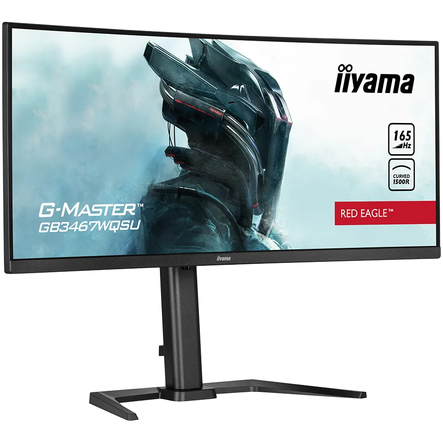 IIYAMA Monitor GB3467WQSU-B5 Gaming 34" UW ETE VA-panel, Curved Gaming 1500R, G-Master Red Eagle, 3440x1440@165Hz (21:9), 0,4ms (MPRT), 550cdm² HDR400, FreeSync Premium, Speakers, 2xHDMI, 2xDisplayPort, USB-HUB (4x 3.0), 15cm Height Adj. Stand Slika 2