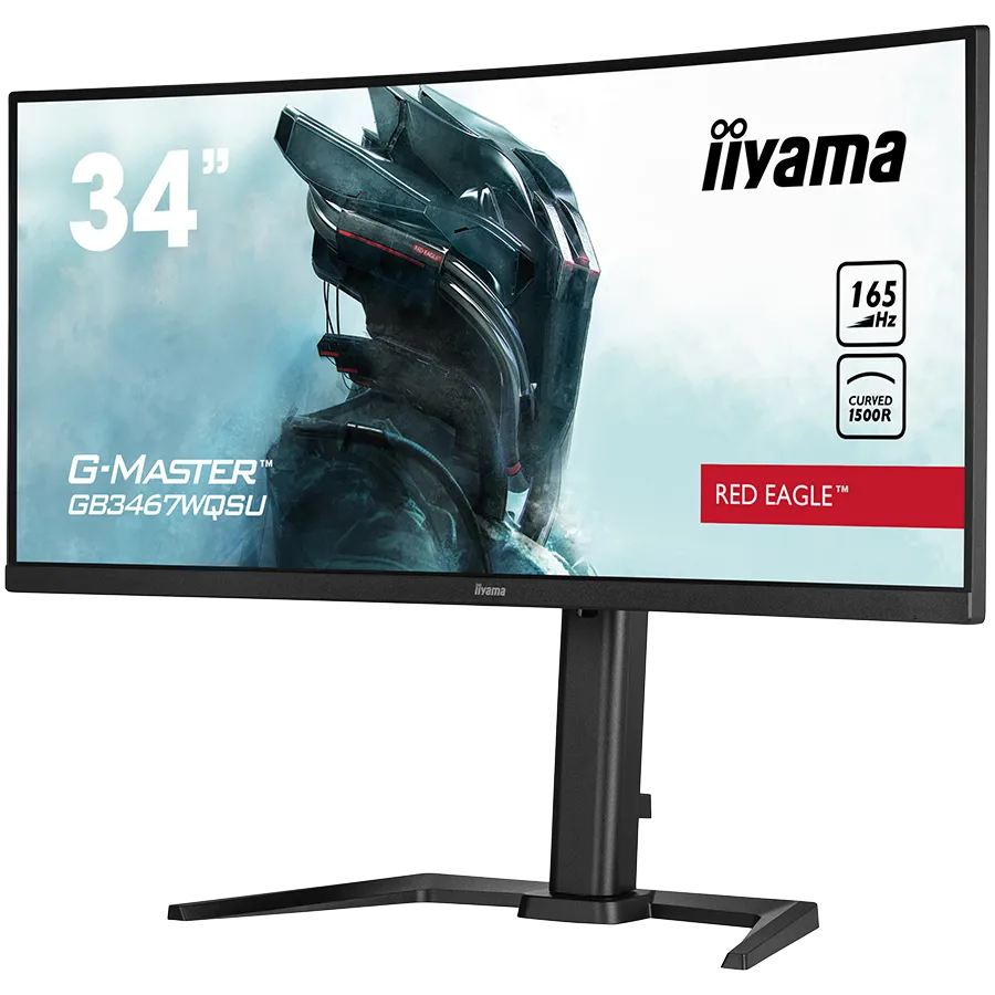 IIYAMA Monitor GB3467WQSU-B5 Gaming 34" UW ETE VA-panel, Curved Gaming 1500R, G-Master Red Eagle, 3440x1440@165Hz (21:9), 0,4ms (MPRT), 550cdm² HDR400, FreeSync Premium, Speakers, 2xHDMI, 2xDisplayPort, USB-HUB (4x 3.0), 15cm Height Adj. Stand Slika 3