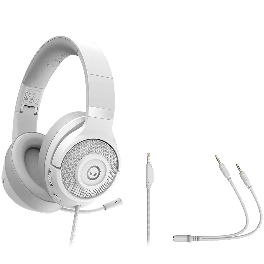 LORGAR Noah 101, Gaming headset with microphone, 3.5mm jack connection, cable length 2m, foldable design, PU leather ear pads, size: 185*195*80mm, 0.245kg, white Slika 5